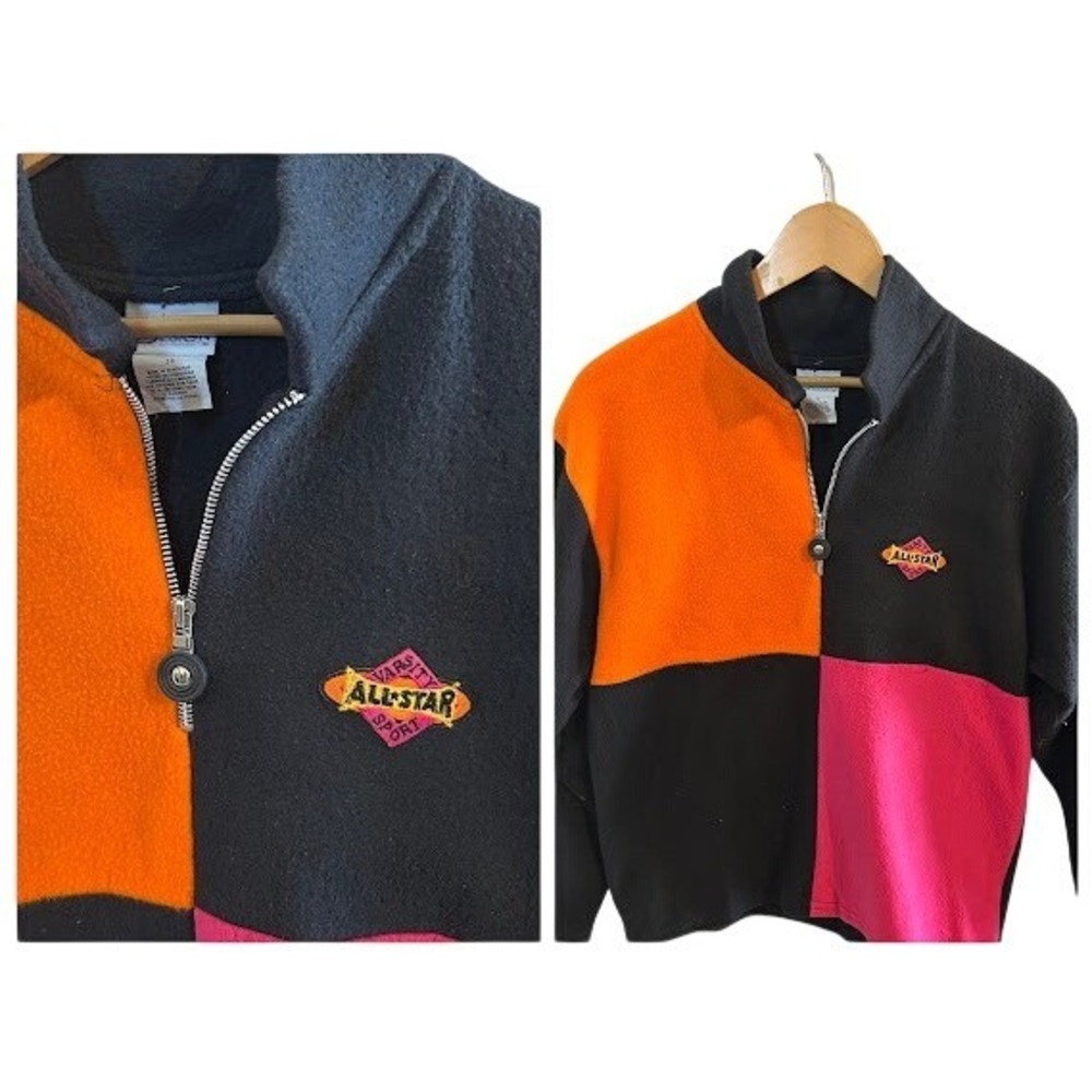 Kids All Star Sport Colorblock Fleece 1/4 Zip Pullover Jacket Size 16